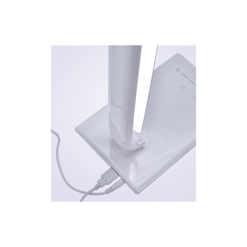 LED Настільна лампа з регульованою яскравістю з USB-роз'ємом LED/12W/230V білий