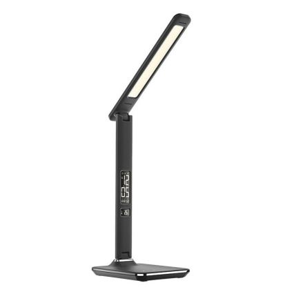 Светодиодная настольная лампа с регулированием яркости и дисплеем LED/9W/230V черный