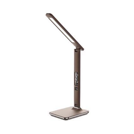 Светодиодная настольная лампа с регулированием яркости и дисплеем LED/9W/230V коричневый