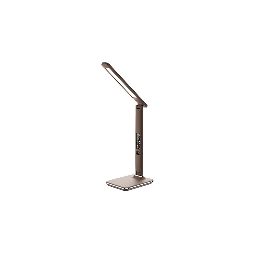 Светодиодная настольная лампа с регулированием яркости и дисплеем LED/9W/230V коричневый