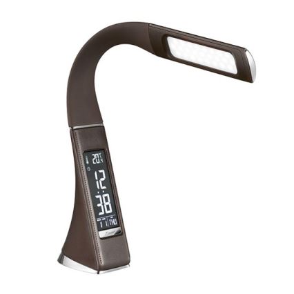 Світлодіодна настільна лампа з дисплеєм та регулюванням яскравості LED/6W/230V коричневий