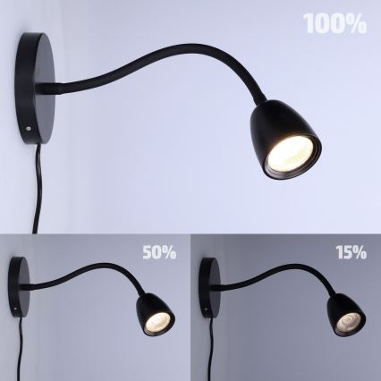 LED Настінна лампа з регулюванням яскравості LED/4W/230V чорний