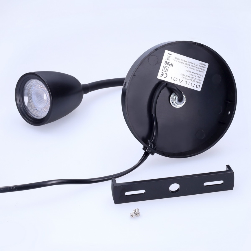 LED Настінна лампа з регулюванням яскравості LED/4W/230V чорний