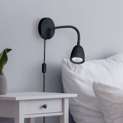 LED Настінна лампа з регулюванням яскравості LED/4W/230V чорний