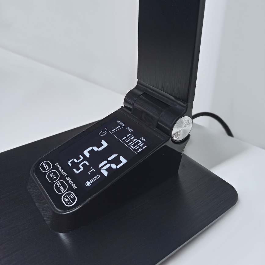 Настільна LED лампа з регулюванням яскравості з дисплеєм LED/8W/230V чорний