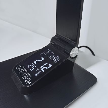 Светодиодная настольная лампа с регулированием яркости и дисплеем LED/8W/230V черный