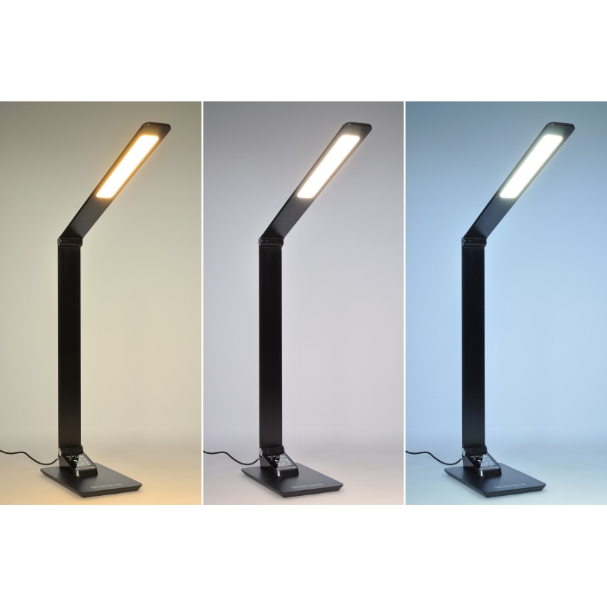 Светодиодная настольная лампа с регулированием яркости и дисплеем LED/8W/230V черный