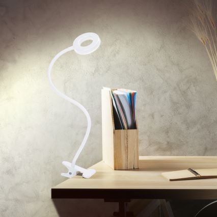 Диммируемая настольная лампа с зажимом LED, 8 Вт, 230 В, 3000/4000/5000 К, белая