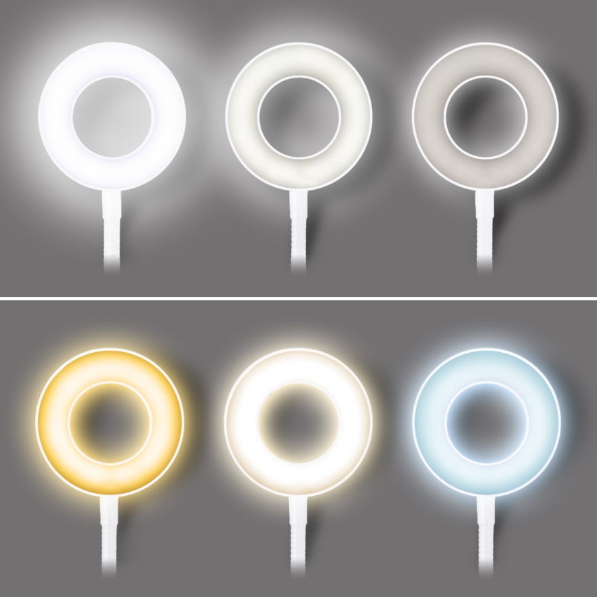 Диммируемая настольная лампа с зажимом LED, 8 Вт, 230 В, 3000/4000/5000 К, белая
