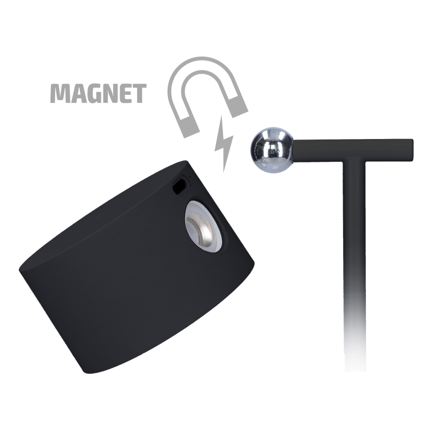 Світлодіодна сенсорна зарядна лампа 3 в 1, регульована яскравість LED/4 Вт/2000 мАг 3000/4000/6500K чорна