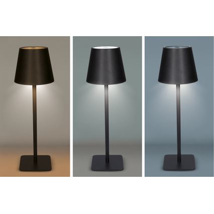 Диммируемая перезаряжаемая сенсорная настольная лампа LUCCA LED/3,7V 3000/4000/6500K 2000 mAh чёрная