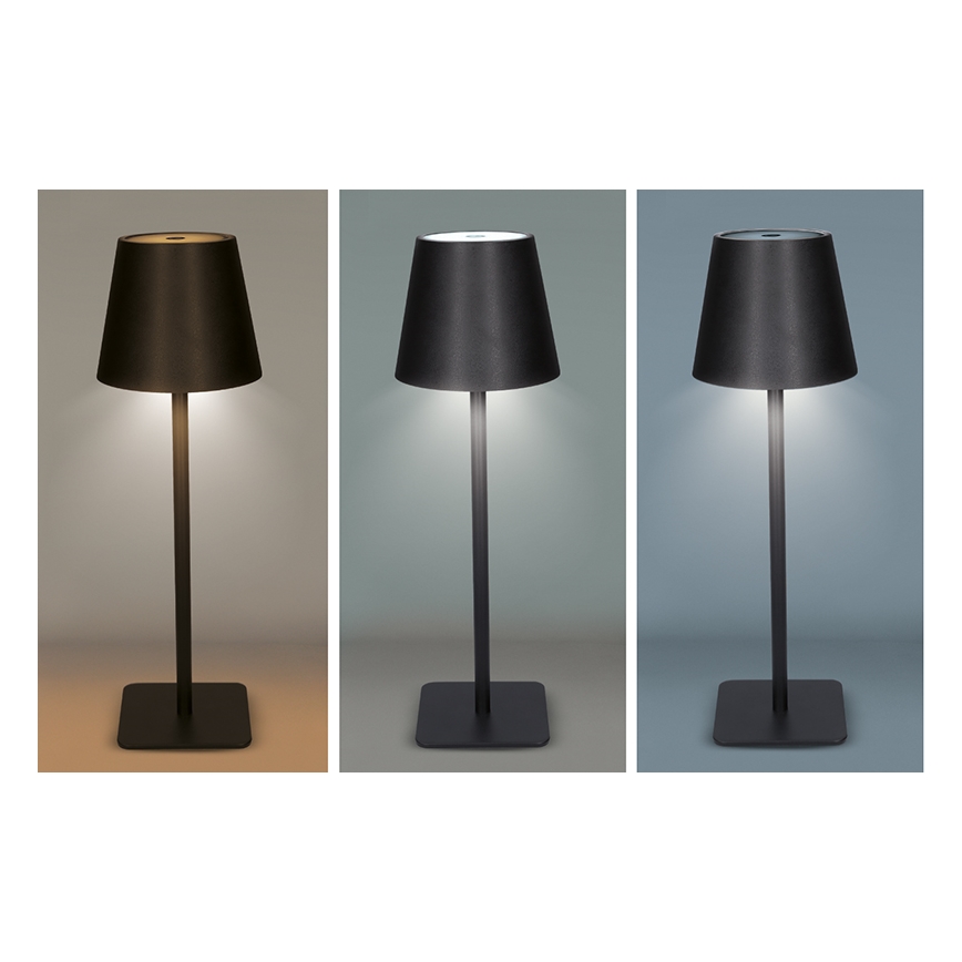 Диммируемая перезаряжаемая сенсорная настольная лампа LUCCA LED/3,7V 3000/4000/6500K 2000 mAh чёрная