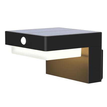 Світильник на сонячних батареях для стіни з LED, датчиком руху та сутінковим сенсором PALERMO LED/5W/3,7V 2000 mAh IP54 чорний