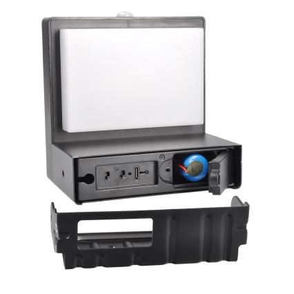 Світильник на сонячних батареях для стіни з LED, датчиком руху та сутінковим сенсором PALERMO LED/5W/3,7V 2000 mAh IP54 чорний