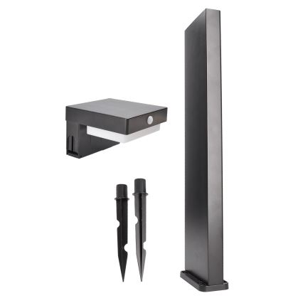 Світлодіодна сонячна лампа з датчиком руху та сутінків PALERMO LED/5W/5V 2000 mAh IP54 чорна