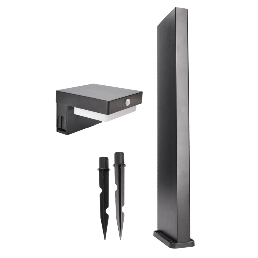 Світлодіодна сонячна лампа з датчиком руху та сутінків PALERMO LED/5W/5V 2000 mAh IP54 чорна