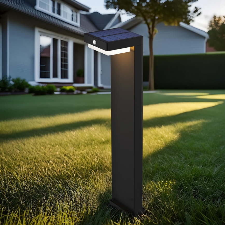 Светодиодный светильник на солнечной батарее с датчиком движения и освещенности PALERMO LED/5W/5V 2000 mAh IP54 черный