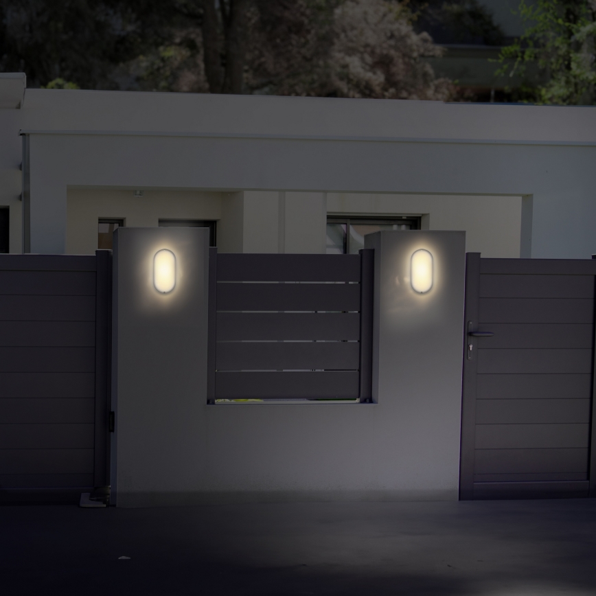 Уличный светодиодный настенный светильник LED/20W/230V 4000K IP54 серый овальный