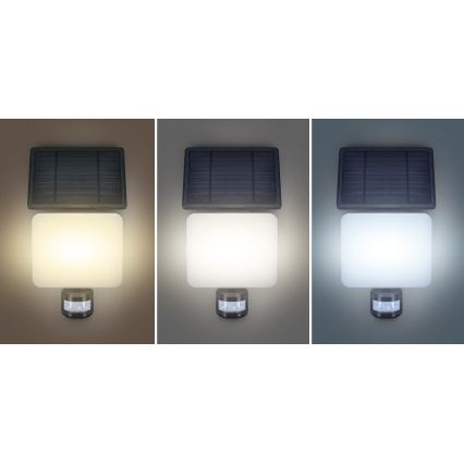 Светодиодный солнечный прожектор с датчиком движения LED/11W/3,7V 4400mAh 3000K/4000K/6500K IP54