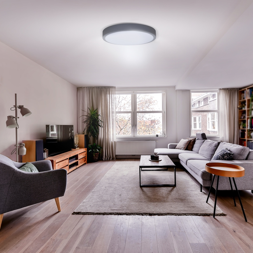Світлодіодний стельовий світильник з регулюванням яскравості GREY LED/60W/230V 3000-6500K сірий діаметр 49 см + пульт дистанційного керування