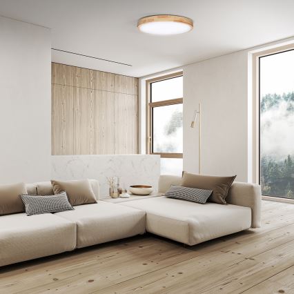 Світлодіодний стельовий світильник з регулюванням яскравості SOLID OAK LED/48W/230V 3000-6500K дуб діаметр 39 см + пульт дистанційного керування