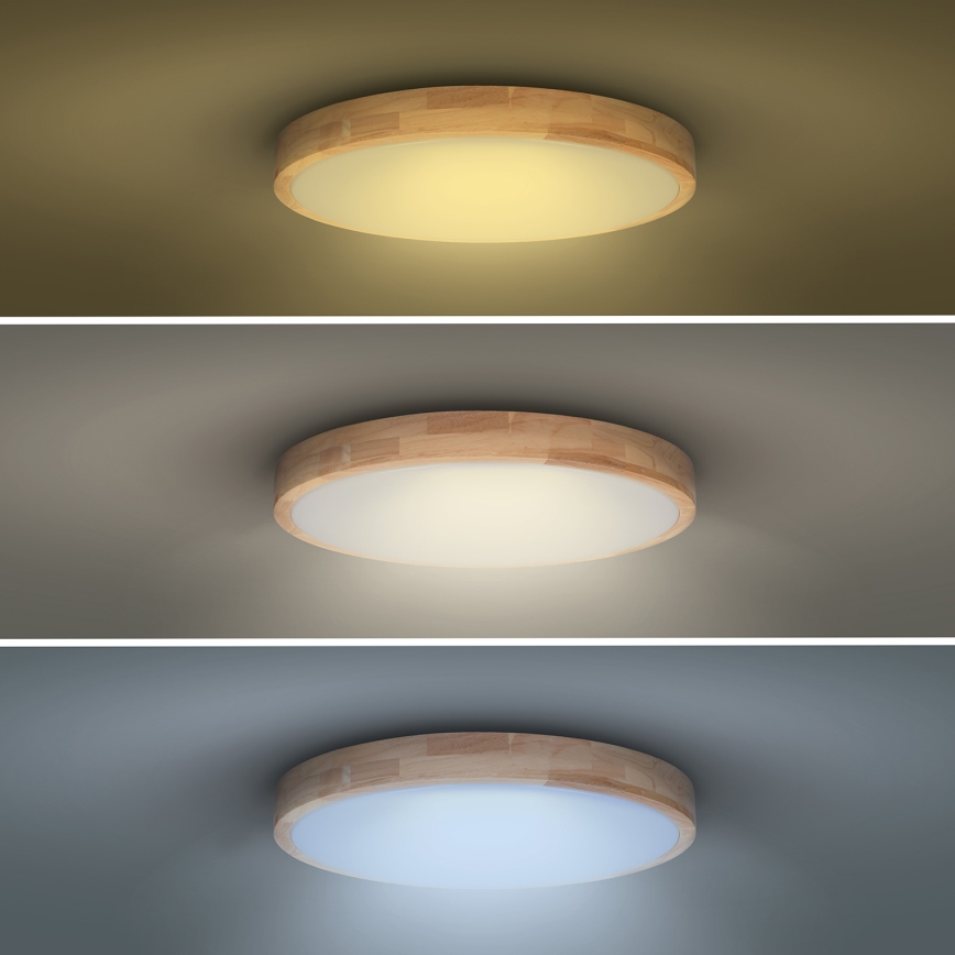 Світлодіодний стельовий світильник з регулюванням яскравості SOLID OAK LED/48W/230V 3000-6500K дуб діаметр 39 см + пульт дистанційного керування
