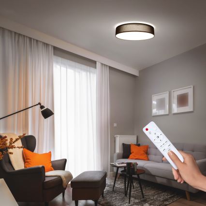 Светодиодный потолочный светильник с регулированием яркости PENLEY LED/48W/230V 3000-6500K диаметр 40 см черный + дистанционное управление