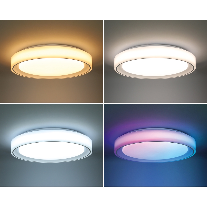 Светодиодный потолочный RGB-светильник с регулированием яркости FLOCO LED/30W/230V 3000-6500K + RGB/6W диаметр 40 см + дистанционное управление