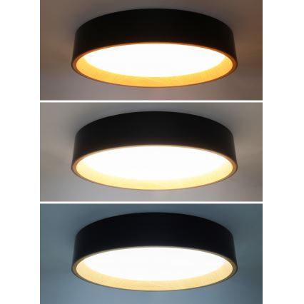 Світлодіодний стельовий світильник з регулюванням яскравості LARIOS LED/48W/230V 3000-6500K діаметр 39 см чорний + пульт дистанційного керування