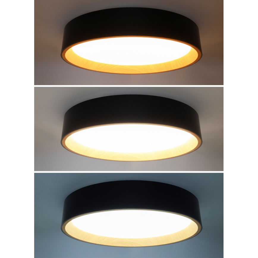 Світлодіодний стельовий світильник з регулюванням яскравості LARIOS LED/48W/230V 3000-6500K діаметр 39 см чорний + пульт дистанційного керування