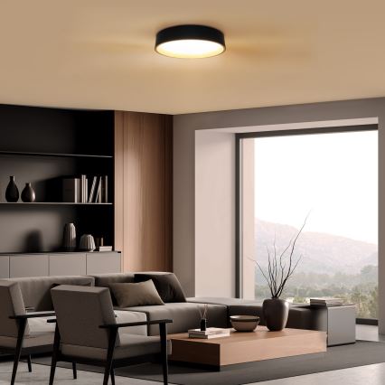 Светодиодный потолочный светильник с регулированием яркости LARIOS LED/48W/230V 3000-6500K диаметр 39 см черный + дистанционное управление