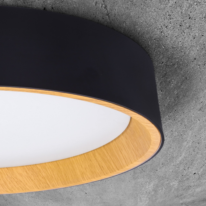 Светодиодный потолочный светильник с регулированием яркости LARIOS LED/48W/230V 3000-6500K диаметр 39 см черный + дистанционное управление