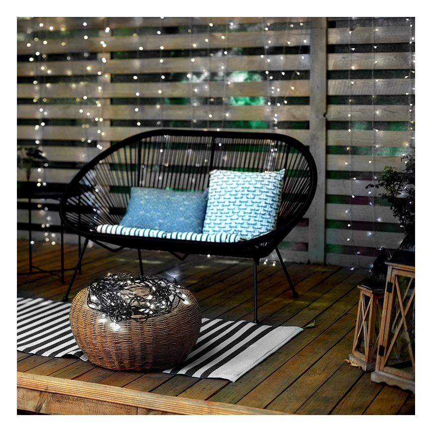 LED вулична гірлянда 100xLED/8 режимів IP44 13m холодне біле світло