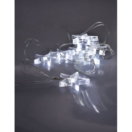 LED Різдвяна гірлянда 2,5 м 10xLED/2xAA зірки біле світло