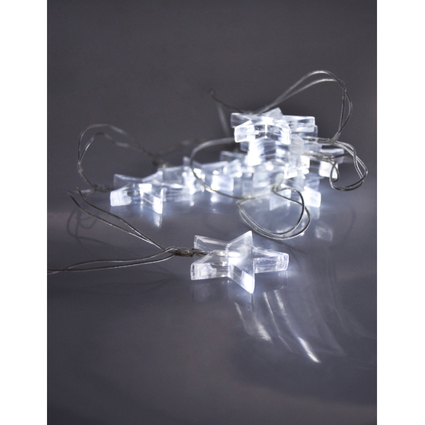 LED Різдвяна гірлянда 2,5 м 10xLED/2xAA зірки біле світло