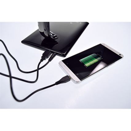 Світлодіодна настільна лампа з регулюванням яскравості та USB розʼємом LED/12W/230V чорний