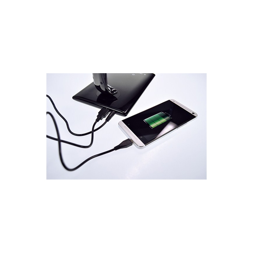 Світлодіодна настільна лампа з регулюванням яскравості та USB розʼємом LED/12W/230V чорний