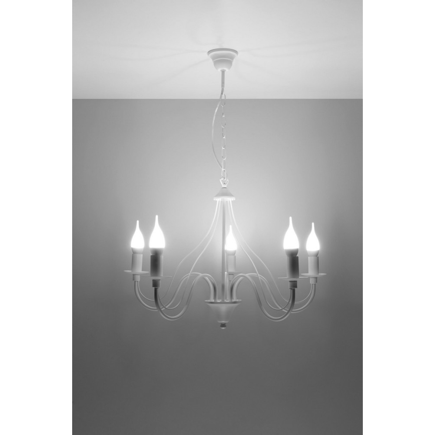 Sollux SL.0214 - Люстра на цепи MINERWA 5 5xE14/40W/230V белая