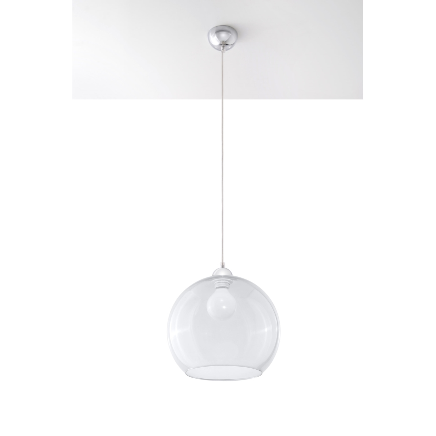 Люстра на тросі BALL 1xE27/15W/230V діам. 30 см прозоре скло/глянцевий хром