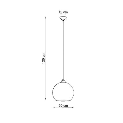 Люстра на тросі BALL 1xE27/15W/230V діам. 30 см прозоре скло/глянцевий хром