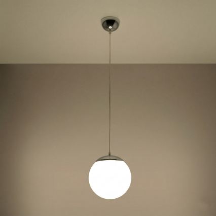 Подвесной светильник на тросе UGO 1xE27/15W/230V, диаметр 20 см, белый/глянцевый хром