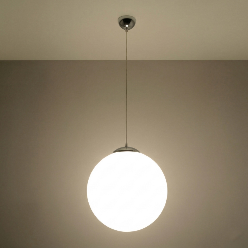 Люстра на тросі UGO 1xE27/15W/230V діам. 40 см білий/глянцевий хром