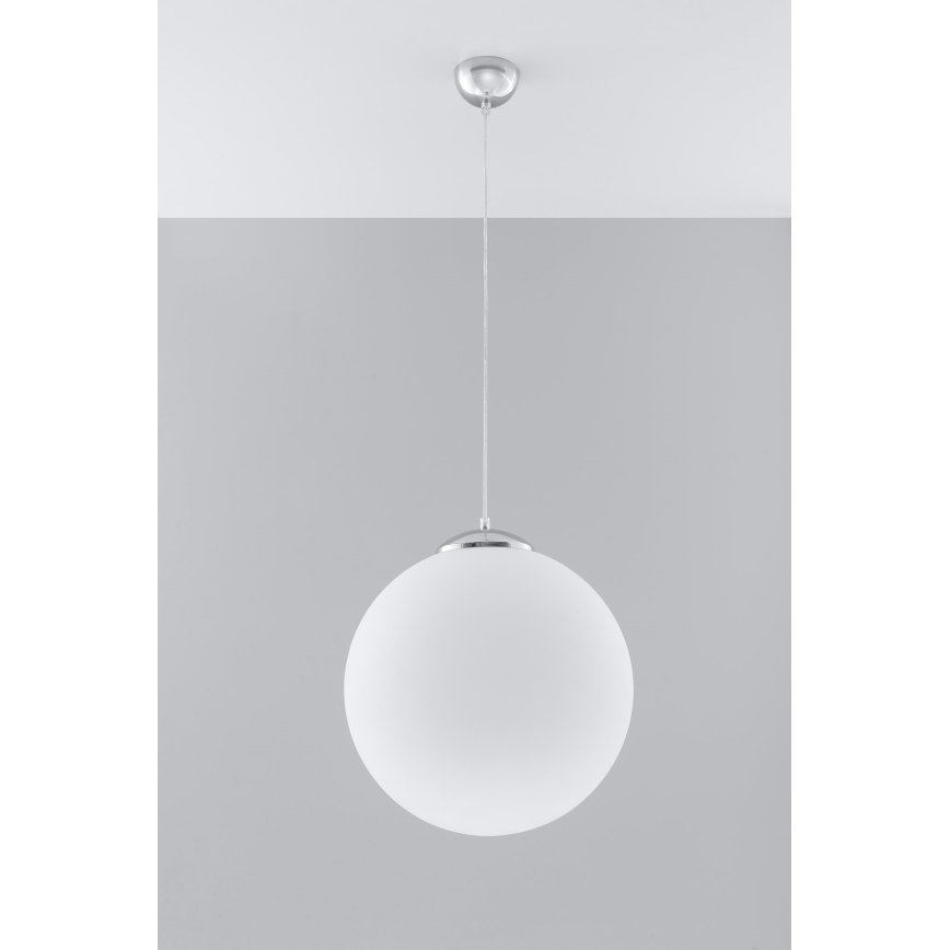 Люстра на тросі UGO 1xE27/15W/230V діам. 40 см білий/глянцевий хром