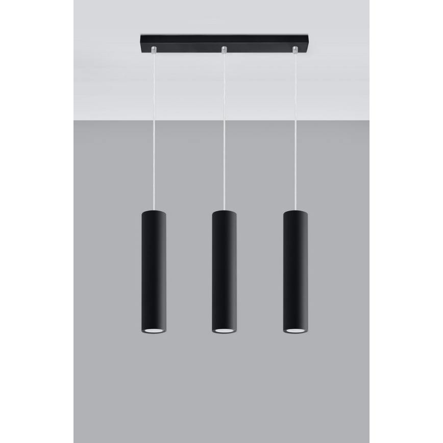 Підвісна люстра LAGOS 3 3xGU10/10W/230V чорний