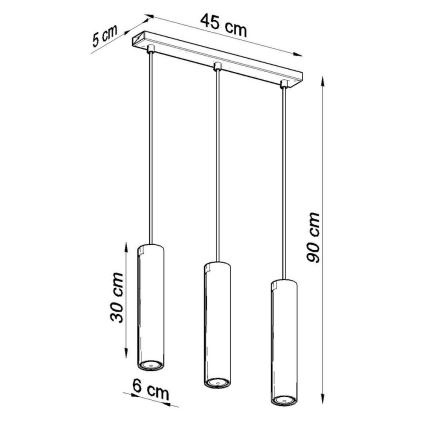 Подвесная люстра LAGOS 3 3xGU10/10W/230V черный