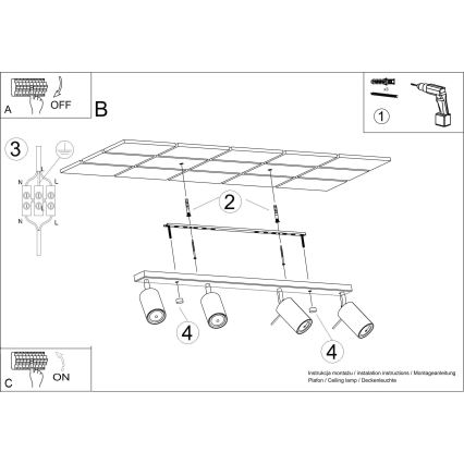 Точковий світильник RING 4L 4xGU10/10W/230V білий