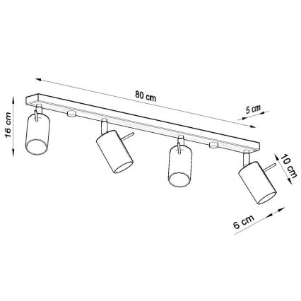 Точечный светильник RING 4L 4xGU10/10W/230V черный