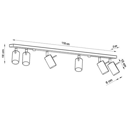 Точечный светильник RING 6L 6xGU10/10W/230V черный