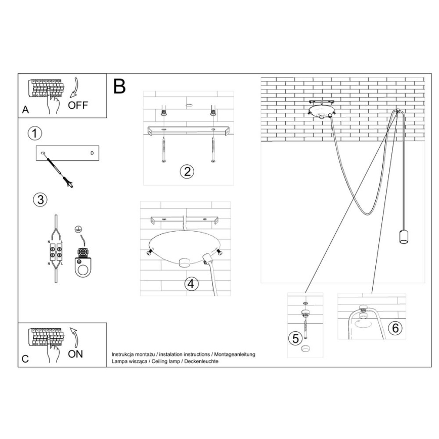 Подвесная люстра EDISON 1 1xE27/60W/230V паук черный