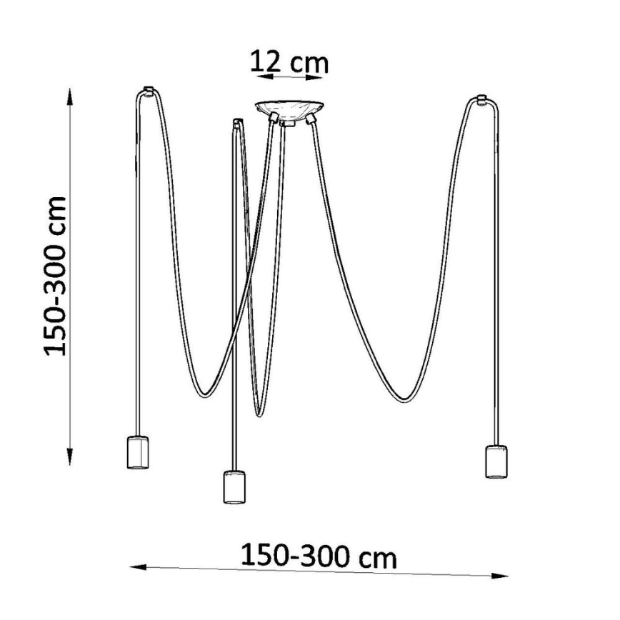 Підвісна люстра EDISON 3 3xE27/60W/230V павук чорний